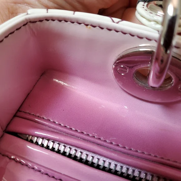 Lady Dior purple white silver hard ware medium bag - Picture 9 of 14